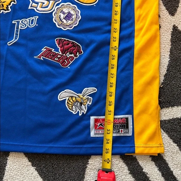 Men's V-Neck Sweater with Blue and Yellow Accents - Picture 10 of 12